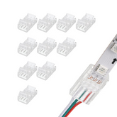 3-Pin LED Strip Connector – 10mm SMD CCT Solderless Clamp-On, IP20/IP65 Clear Housing, Easy Install LED Light Strip Clip